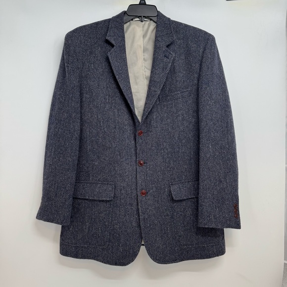 VTG 42L Orvis 2 Button Blazer Sport Coat Blue Herringbone
